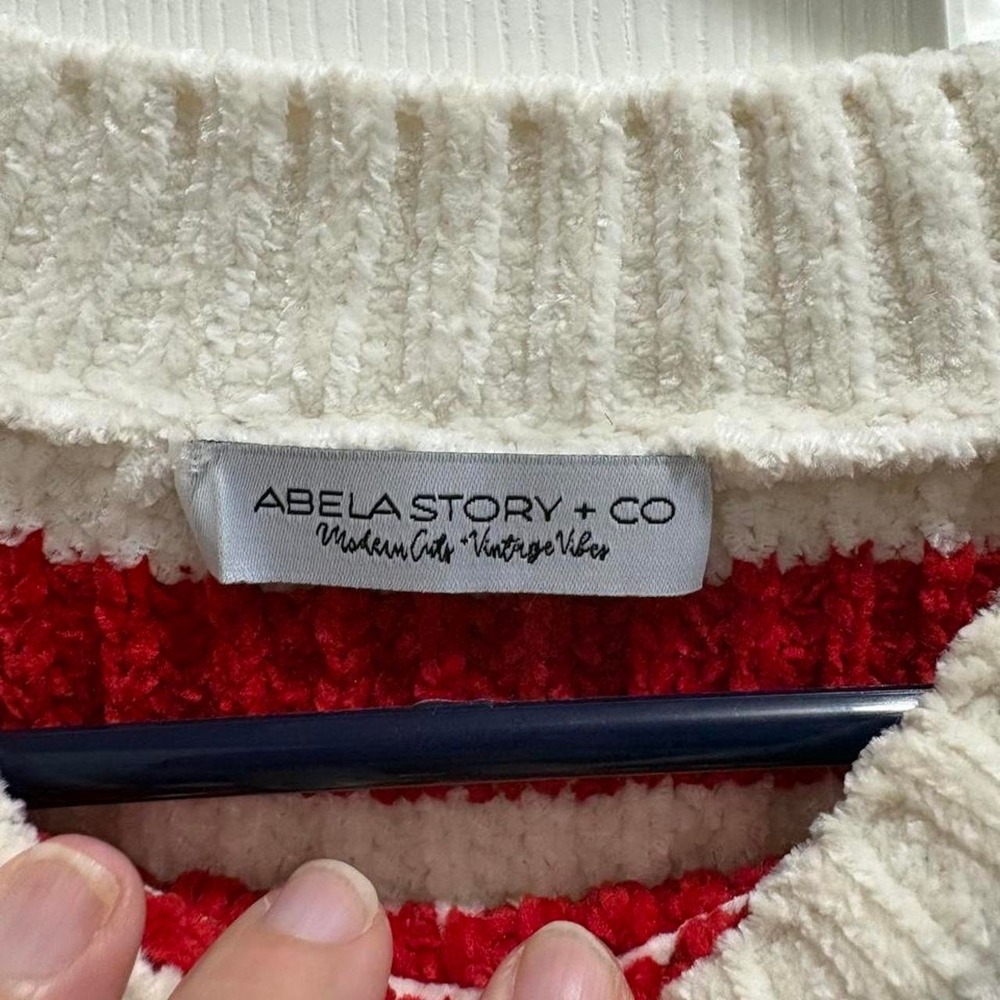 Abela Story Red and White stripe sweater size small - Picture 5 of 6
